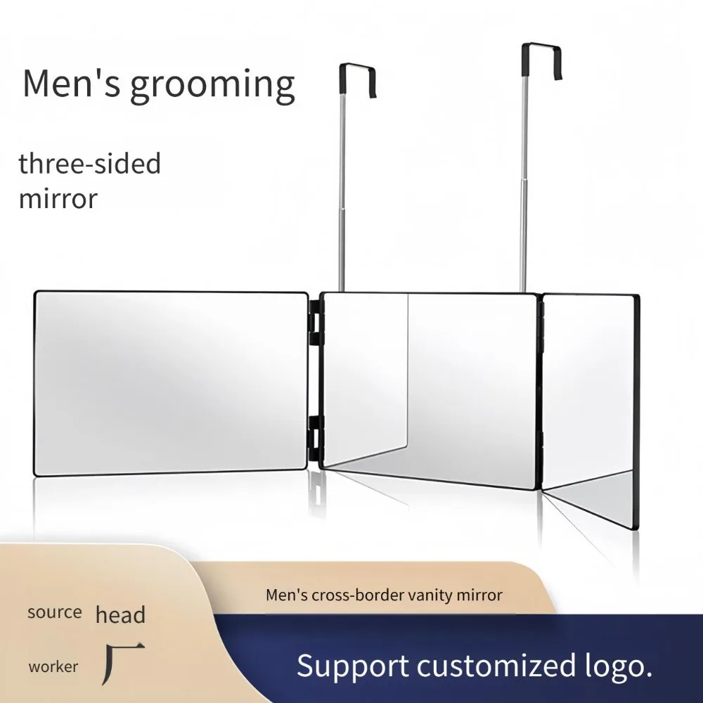 3-Sided Folding LED Makeup Mirror, Retractable Wall-Mounted Vanity Mirror