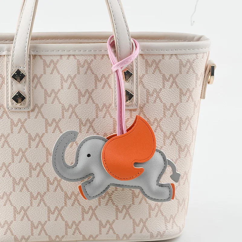 16 Colors Flying Wings Elephant Keychains Women PU Leather Hanger Pendant Decoration For Bag Car Keyring Accessories Gifts image 3