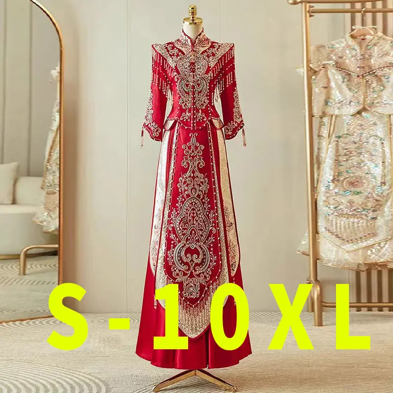 

Yourqipao Luxury Xiuhe Clothing 2023 New Bride Chinese Traditional Ancient Wedding Dresses Plus Size Women Bridal Gown Sets