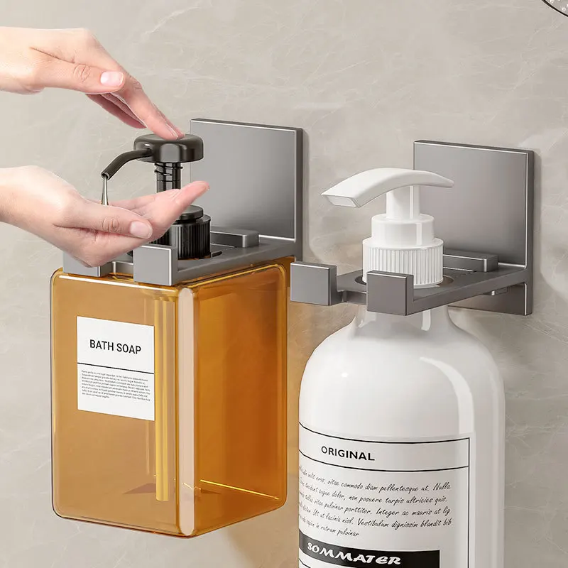 Universal Punch-free Shower Gel Bottle Rack Wall Mounted Adjustable Shampoo Bottle Metal Holder Hand Soap Dispenser Hook