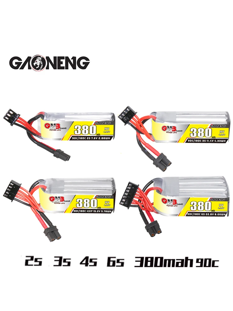 5 pièces GNB Lipo batterie 2S 3S 4S 6S 380mAh 90C/180C avec prise XT30 RC Lipo batterie pour FPV Drone hélicoptère quadrirotor avion