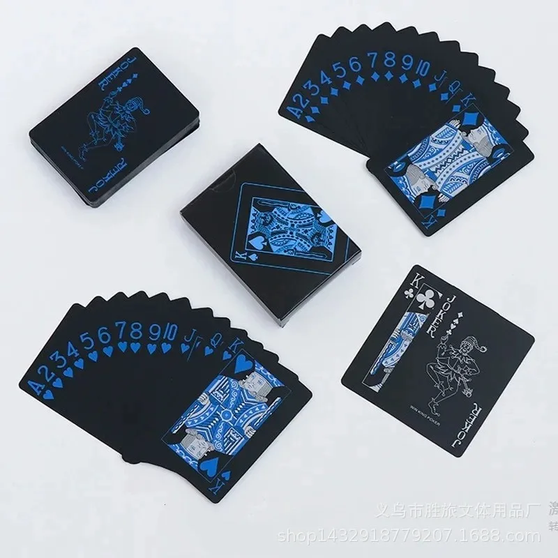 High Quality 1 Set Black Foil Plated Poker Cards Waterproof Playing Card Limited Edition Collection Magic Poker Creative Gift