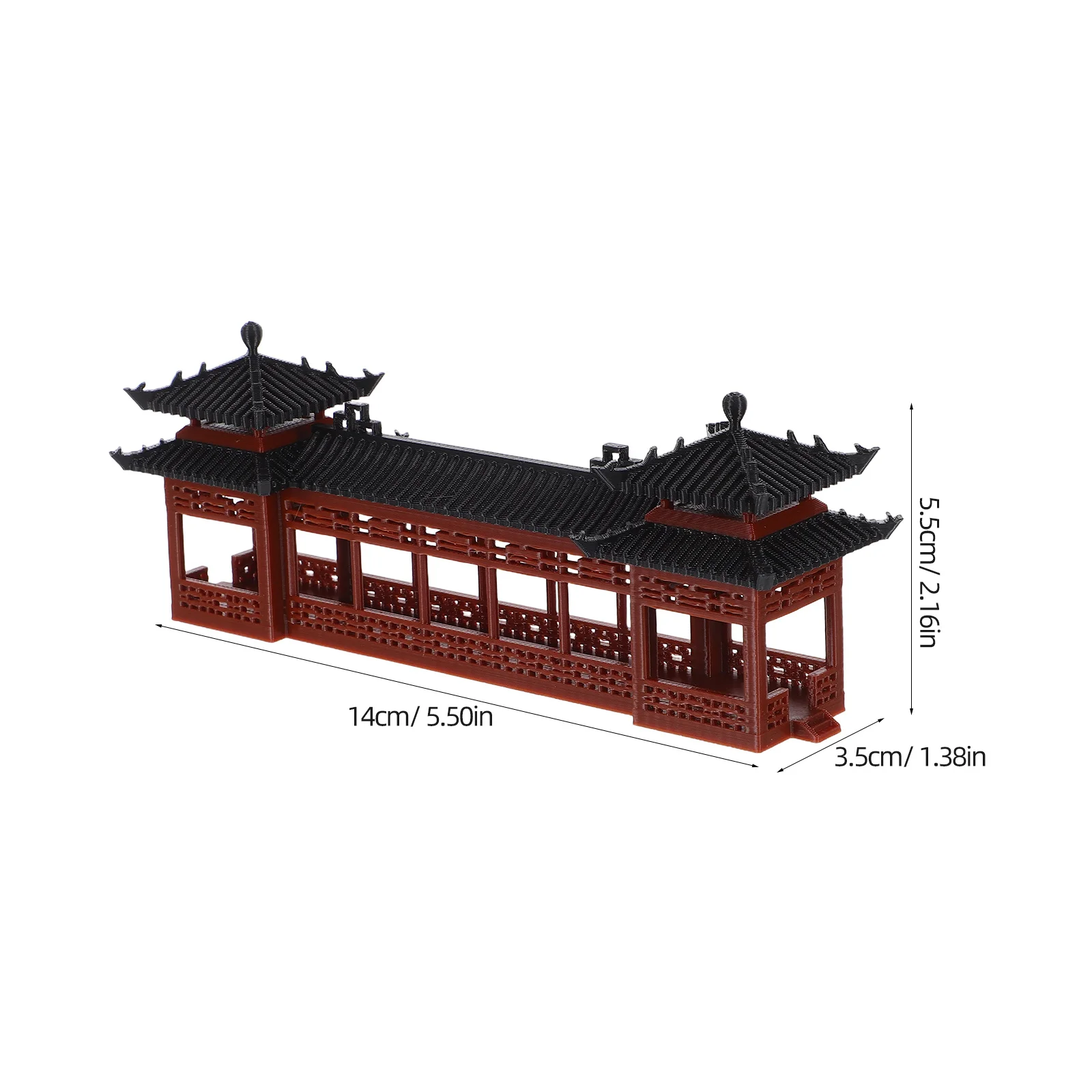 Miniatur-asiatische Architektur, einzigartiger Pavillon, Korridor, Kunststoff, antikes Gebäude für Mikrogarten-Dekor im chinesischen Stil