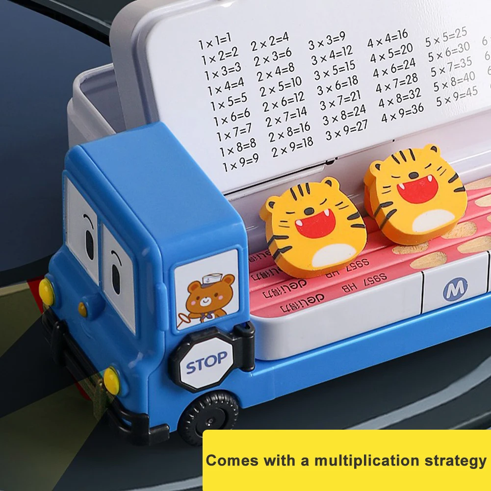 Kawaii Pencil Case For Girls Boys Cartoon Bus Pencilcase Pen Case Bag Large Capacity Pencil Box Pouch School Stationery Gift