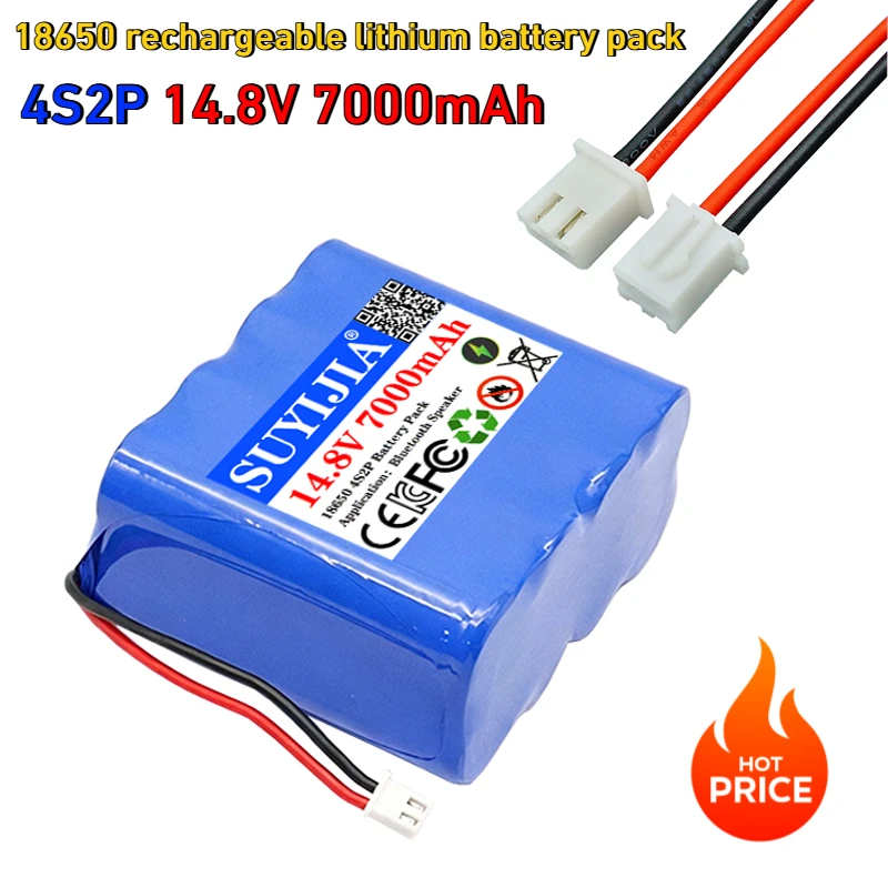 2026 New 14.8V~16.8V 7000mah 18650 Lithium Battery Pack 4S2P LED Night Fishing Lamp Heater Miner's Lamp Amplifier Battery