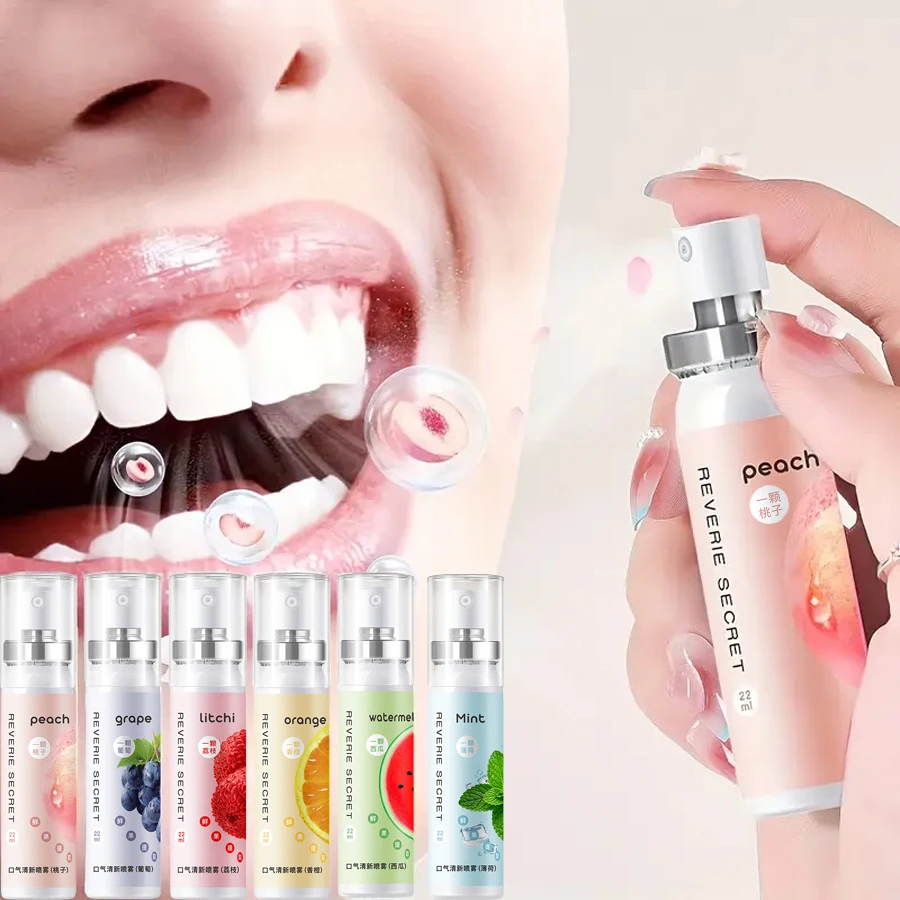 Spray fresco oral con sabor a fruta, aliento fresco, fragancia duradera, spray para el cuidado del enjuague bucal suave y no irritante