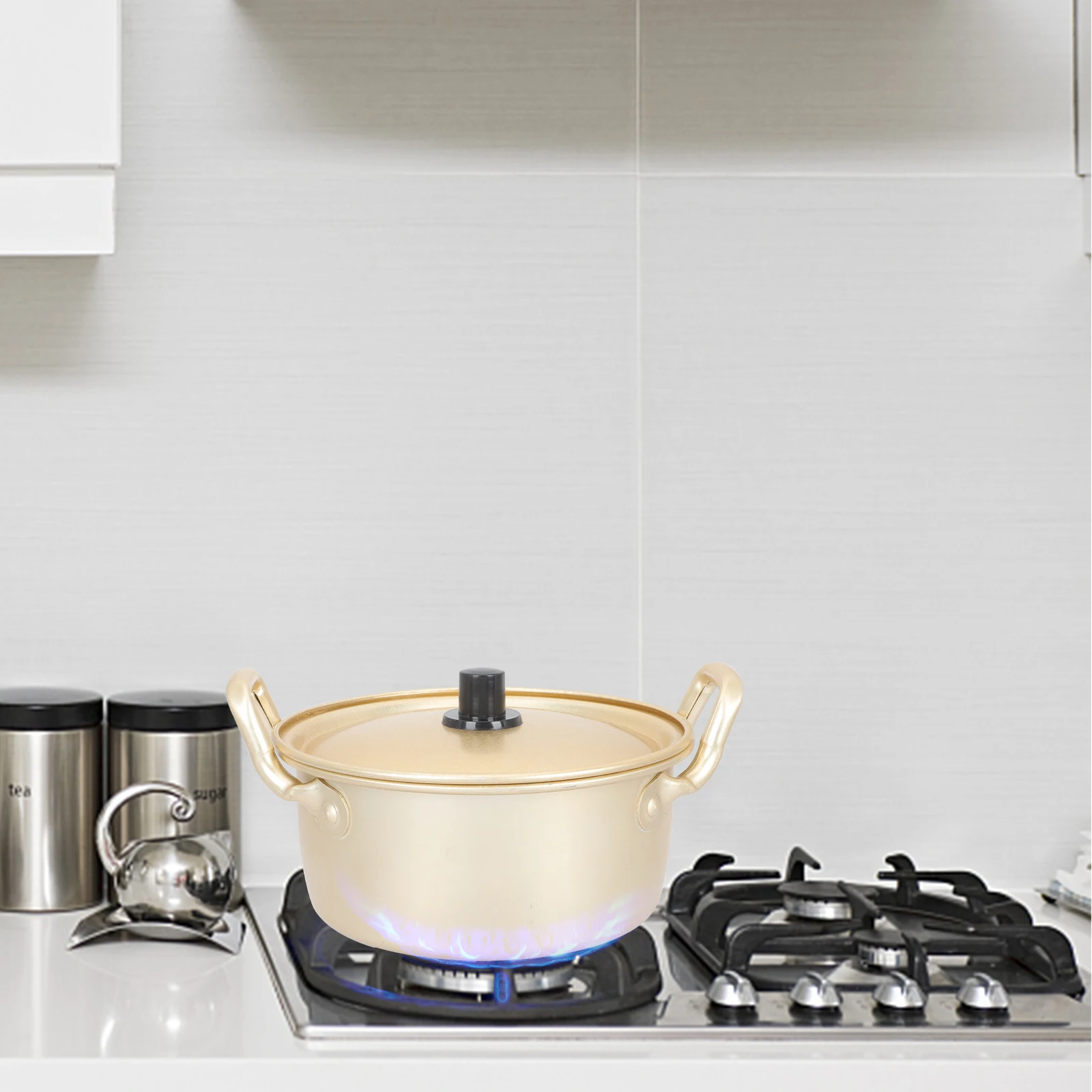 

Aluminum Ramen Pot for Instant Noodles Soup Porridge Double Handle Lightweight Easy Clean Gas Induction Stoves