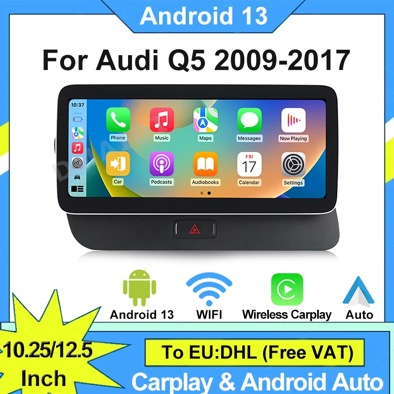 

8 Core Android Touch Screen Car Multimedia Radio For Audi Q5 2009 - 2016 Google BT GPS Navi WIFI SIM Carplay Auto 8+128GB Stereo