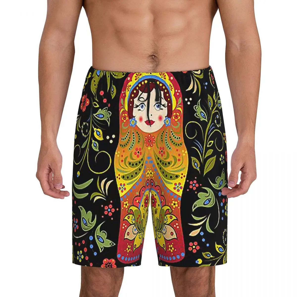 

Мужские короткие пижамные шорты «Матрешка» для сна и отдыха