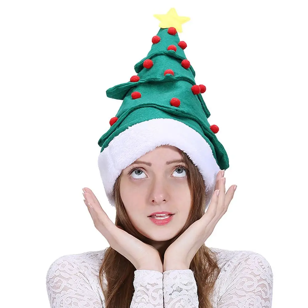 زينة طويلة شجرة عيد الميلاد الكرة Skullies للرجال النساء بيني قبعات الكورية شريط عيد الميلاد قزم القبعات