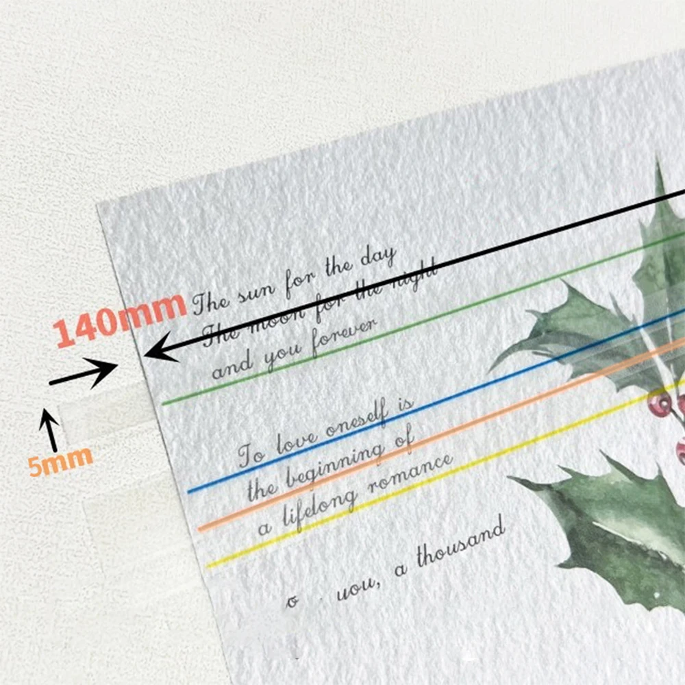 Transparente Long Fine Horizontal Sticky Tabs, Morandi Neon Limpar Sticky Notes, Escritório Estético e Material Escolar, 1 Pc, 2 Pcs, 4Pcs