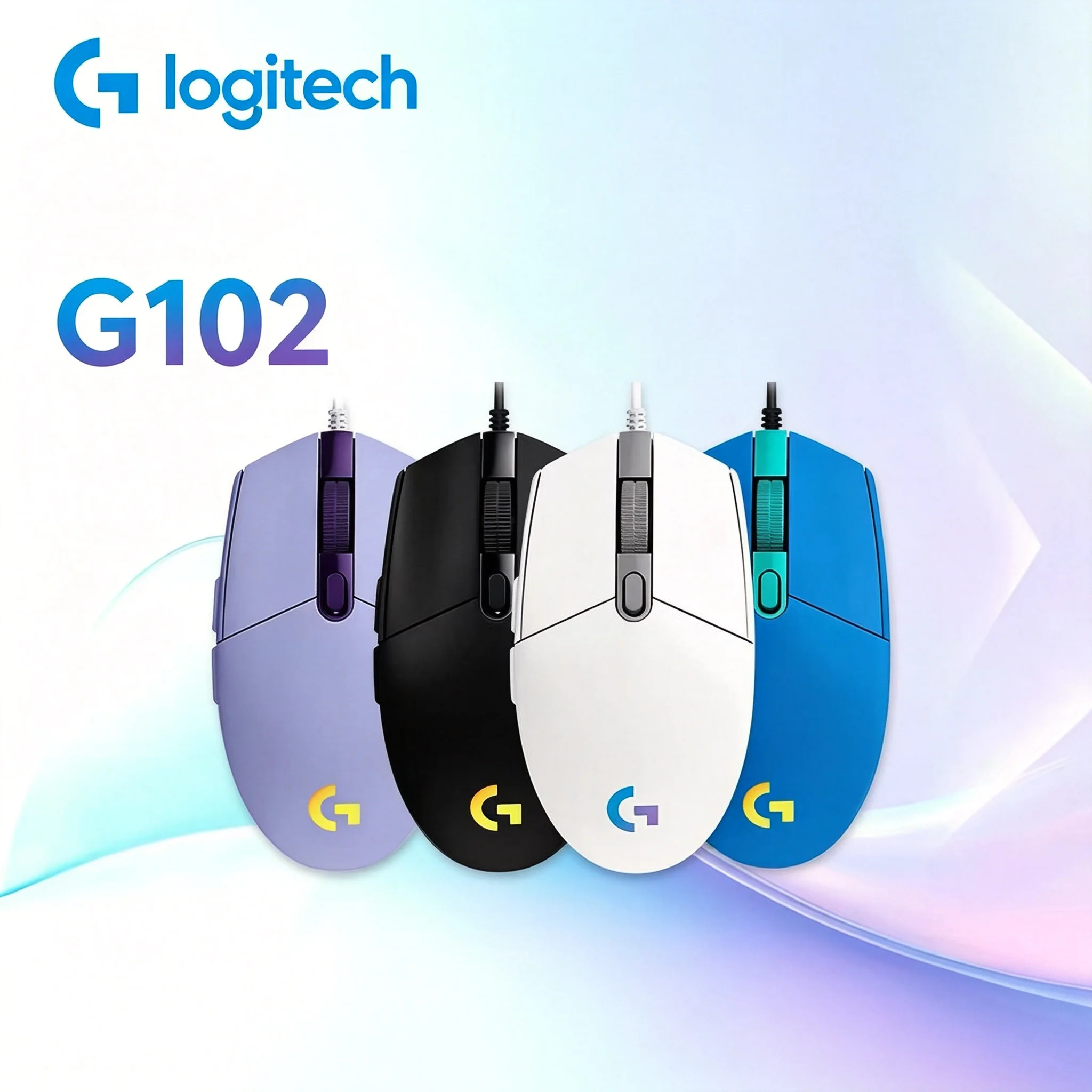 Compact Logitech G102 Wired Gaming Mouse 6 Remappable Buttons RGB Stream Effect Light‑Weight Mice For Laptop PC