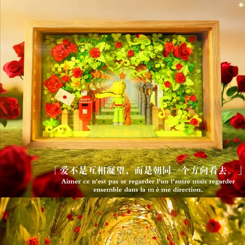 Novo pequeno príncipe blocos de construção abismo espelho moldura da foto construção acessórios desktop montagem quebra-cabeça brinquedo modelo presente