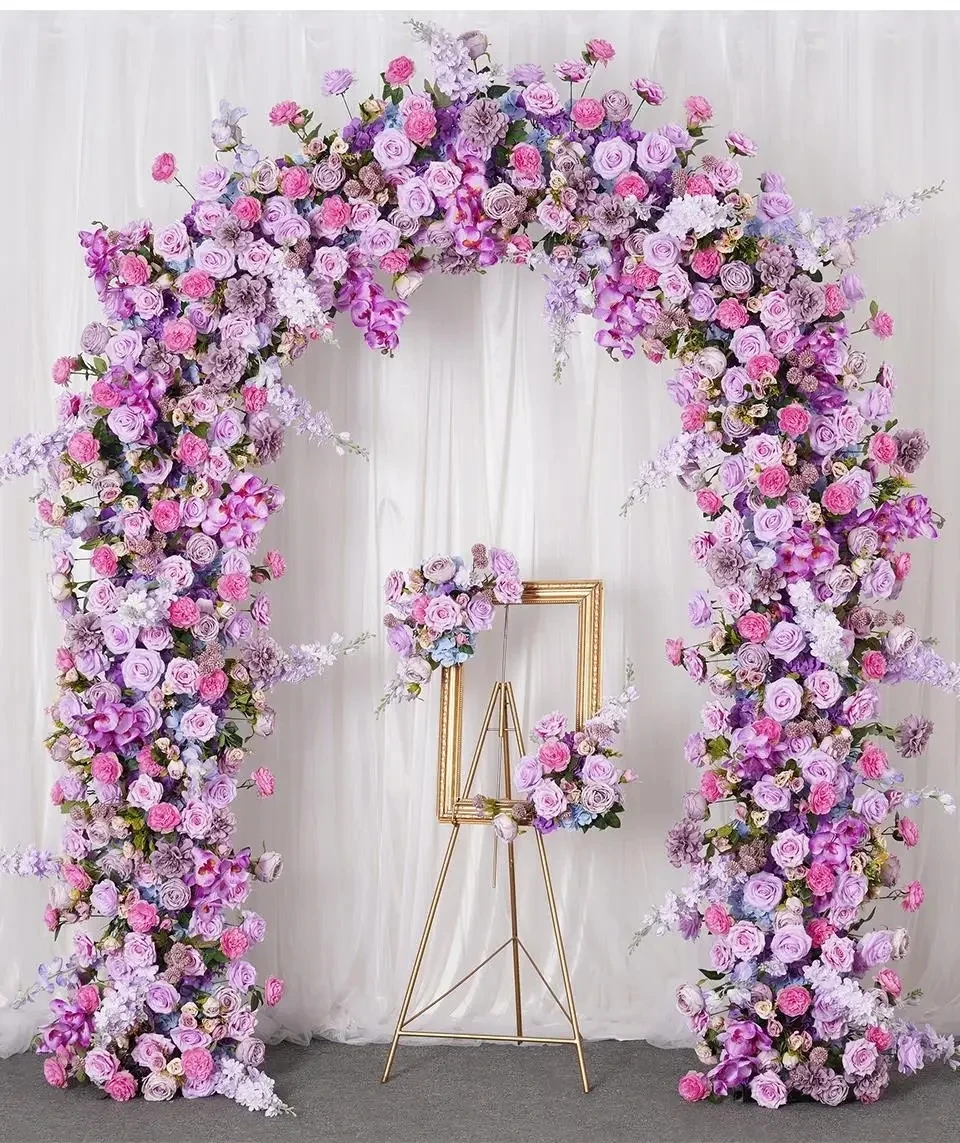 

Purple Rose Orchid Row Wedding Flower Arch Decoration Background Arrangement Table Centre Ball Event Party Props