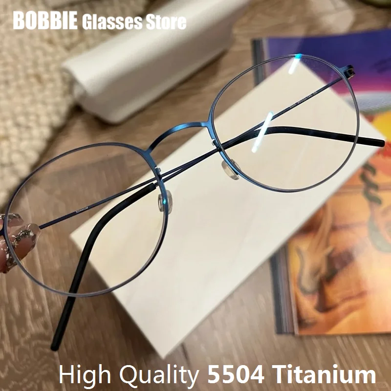 Glasses Frame Classic Round Men Women Eyeglasses Titanium TT Air Eyewear Brand Design Gafas 6g Light Thin Rim Denmark No Screws