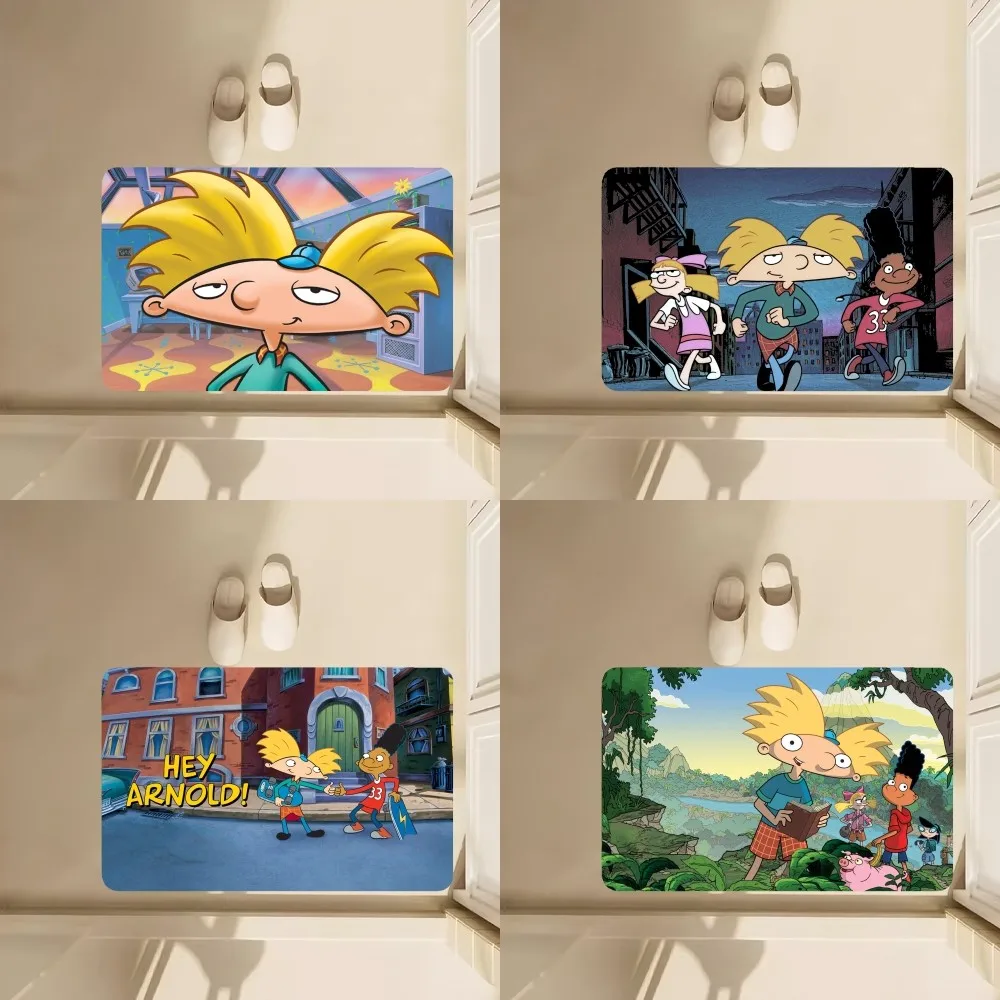 Cartoon H-Hey cute A-Arnold Floor Mat Anti-Slip Bathroom Kitchen Bedroom Living Room Entrance Rug Home Decor