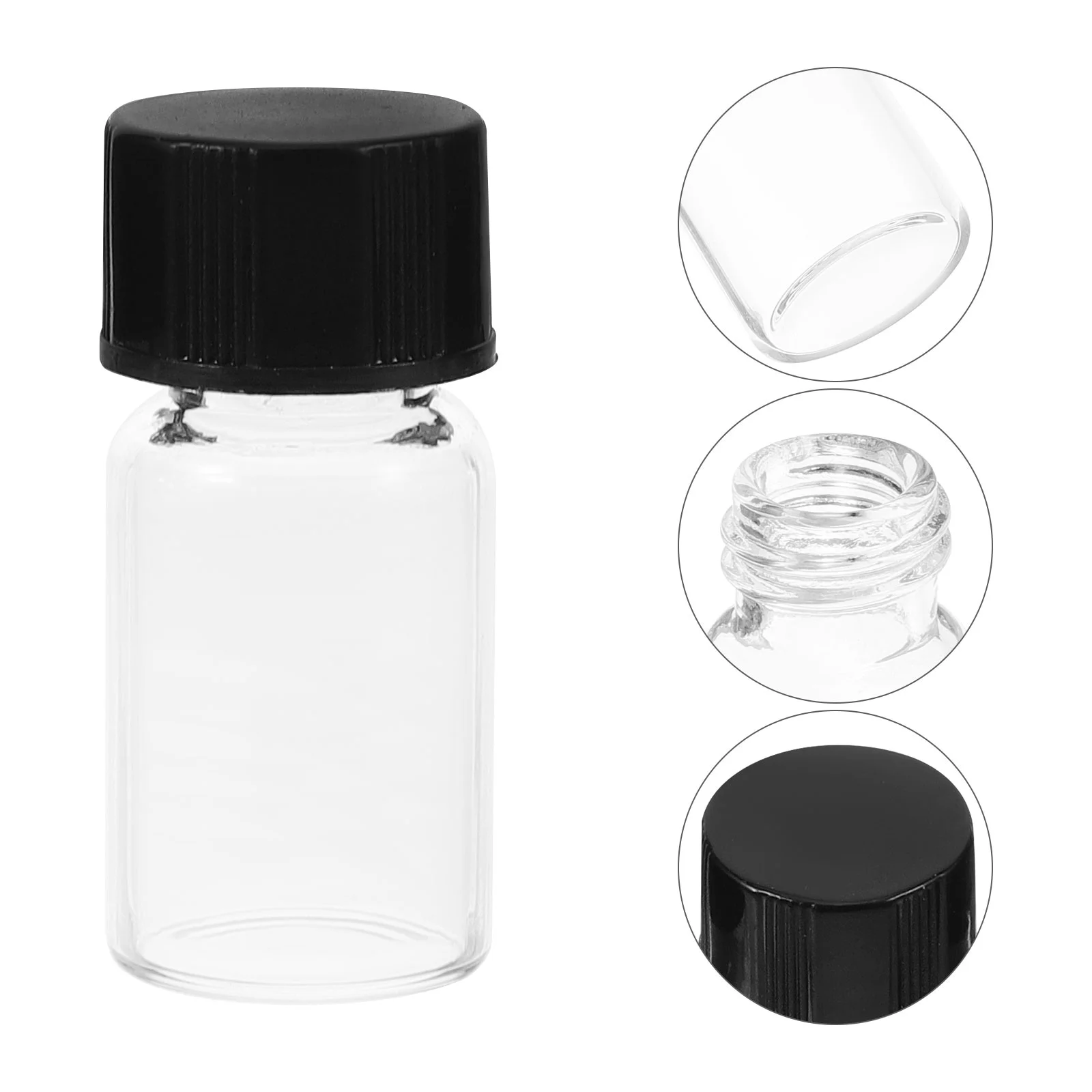 10 Pcs Vial Small Vials with Screw Cap Clear Liquid Leak-proof Glass for Bottle