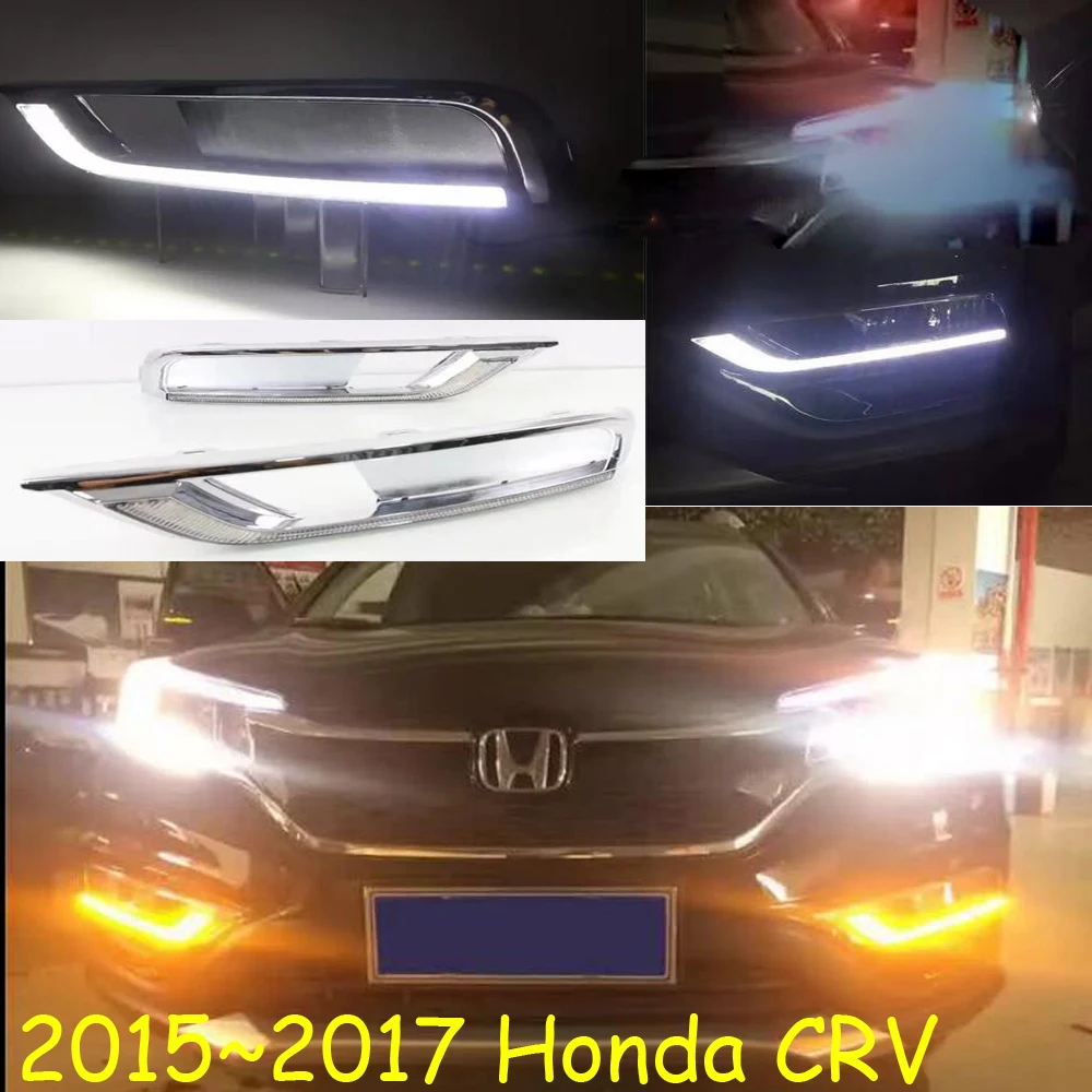 

one set Car bumper lamp for CRV daytime light 2015 2016 2017year car accessories LED Daylight CR V fog lamp white yellow turn