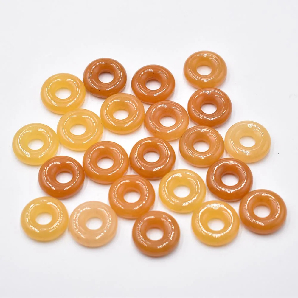 Naturstein Quarzkristall Tigerauge Opal Türkis Kreis 15mm Donut-Anhänger für DIY-Schmuckherstellung Halskette 26 Stück – Detail 5