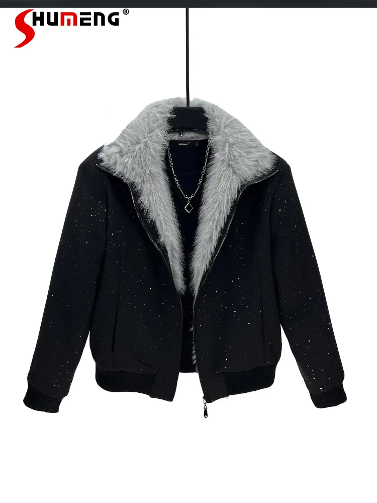 Men's 2025 Winter New Versatile Thickened Warm Trendy Parkas High-end Starry Sky Fleece Lined Jackets Long Sleeve Chic Parkas