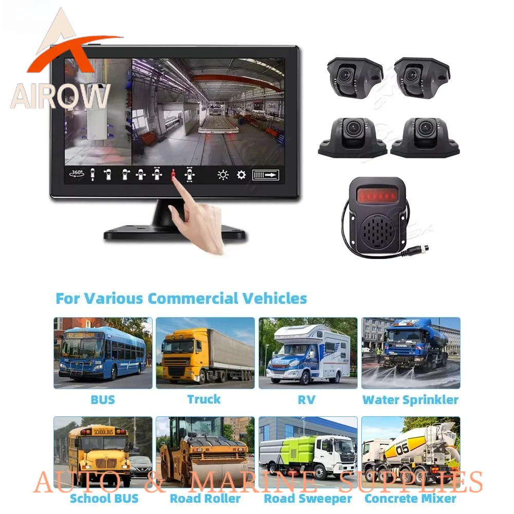 Airow auto 3D 360 Bird View System with AI BSD Blind Spot Detection 10.1
