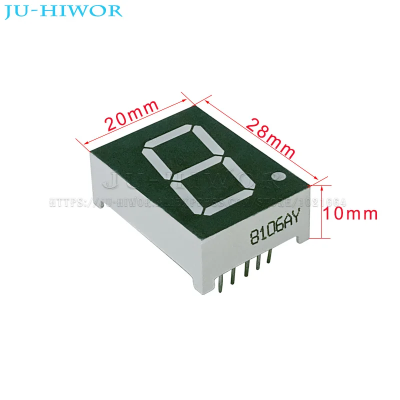 10 шт., 10 контактов, 8106AY, 8106BY, 0,8 дюйма, 1 цифра, 7 сегментов, желтый светодиодный цифровой дисплей, Digitron, общий анод, катод C-A C-C
