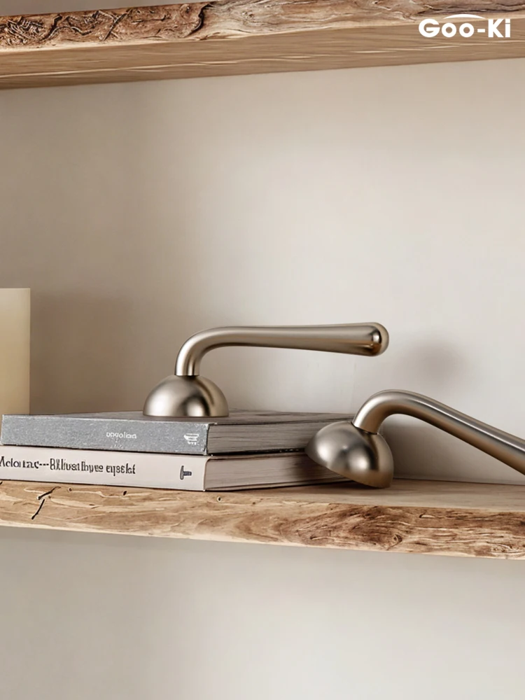 

Goo-Ki Modern Matte Nickel Door Lock Handle Set High-end Indoor Mute Security Door Lock with Magnetic Lock Body for Bedroom