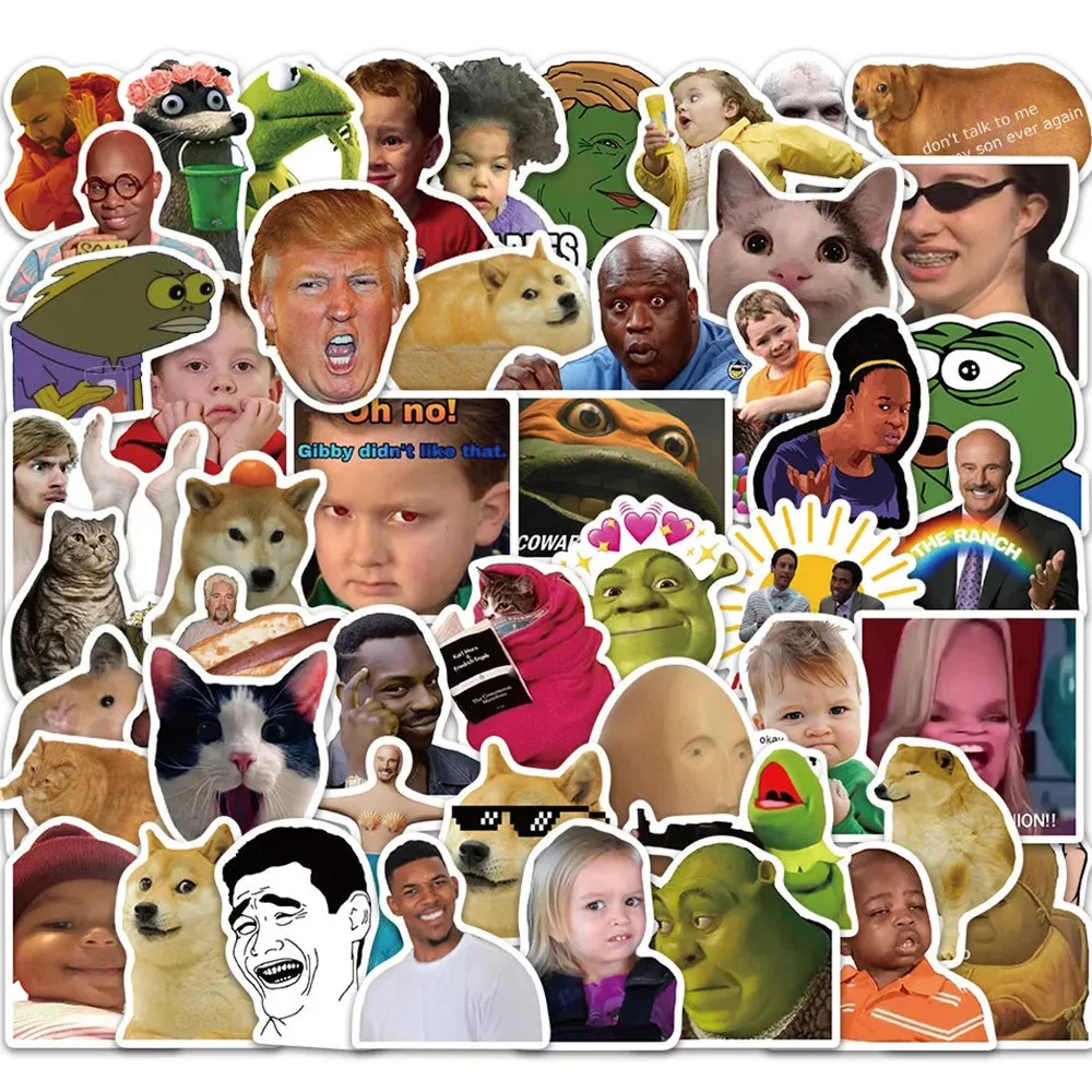 10/30/50PCS Lustige Nette Charakter Meme Aufkleber Spielzeug DIY Auto Gepäck Telefon Wasserdichte Witz Graffiti Aufkleber Aufkleber Pack
