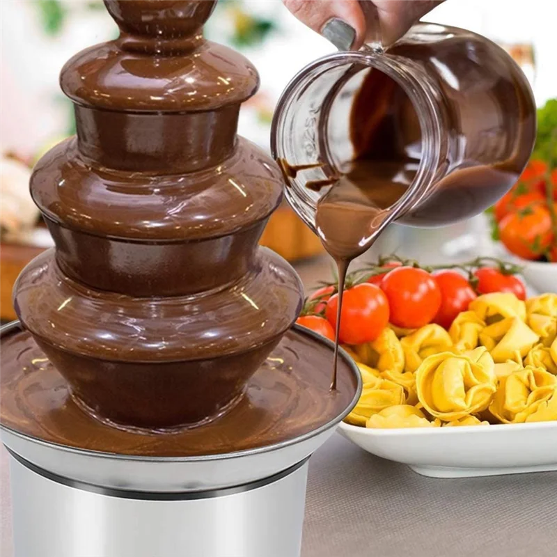 Máquina elétrica de fonte de fondue de chocolate a88x, 4 camadas, reutilizável, derrete queijo, doces, chocolate, máquina para festas