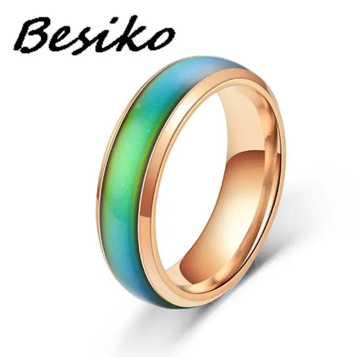 Besiko Magic Changing Color Rings Stainless Steel Mood Emotion Feeling Temperature Ring For Women Men Couple Rings Fine Jewelry