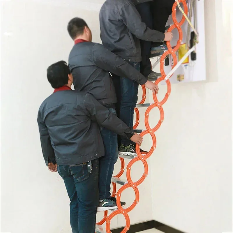 Escaleras de paso modernas, escaleras telescópicas para ático montadas en la pared, escalera retráctil plegable dúplex para el hogar, escaleras de plataforma para exteriores H