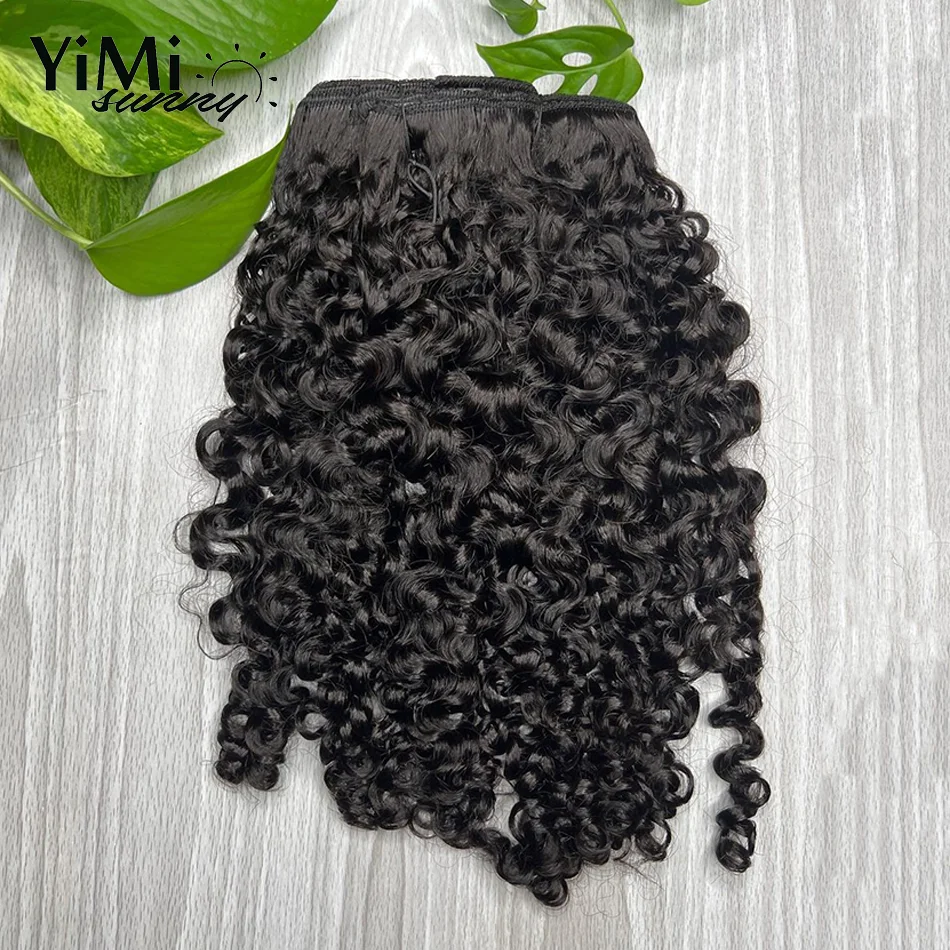 Yimisunny-Extensions de cheveux humains bouclés avec clips pour femme, extension de cheveux mongoliens, tête complète, ajouter du volume, 5, 4C, 7 pièces