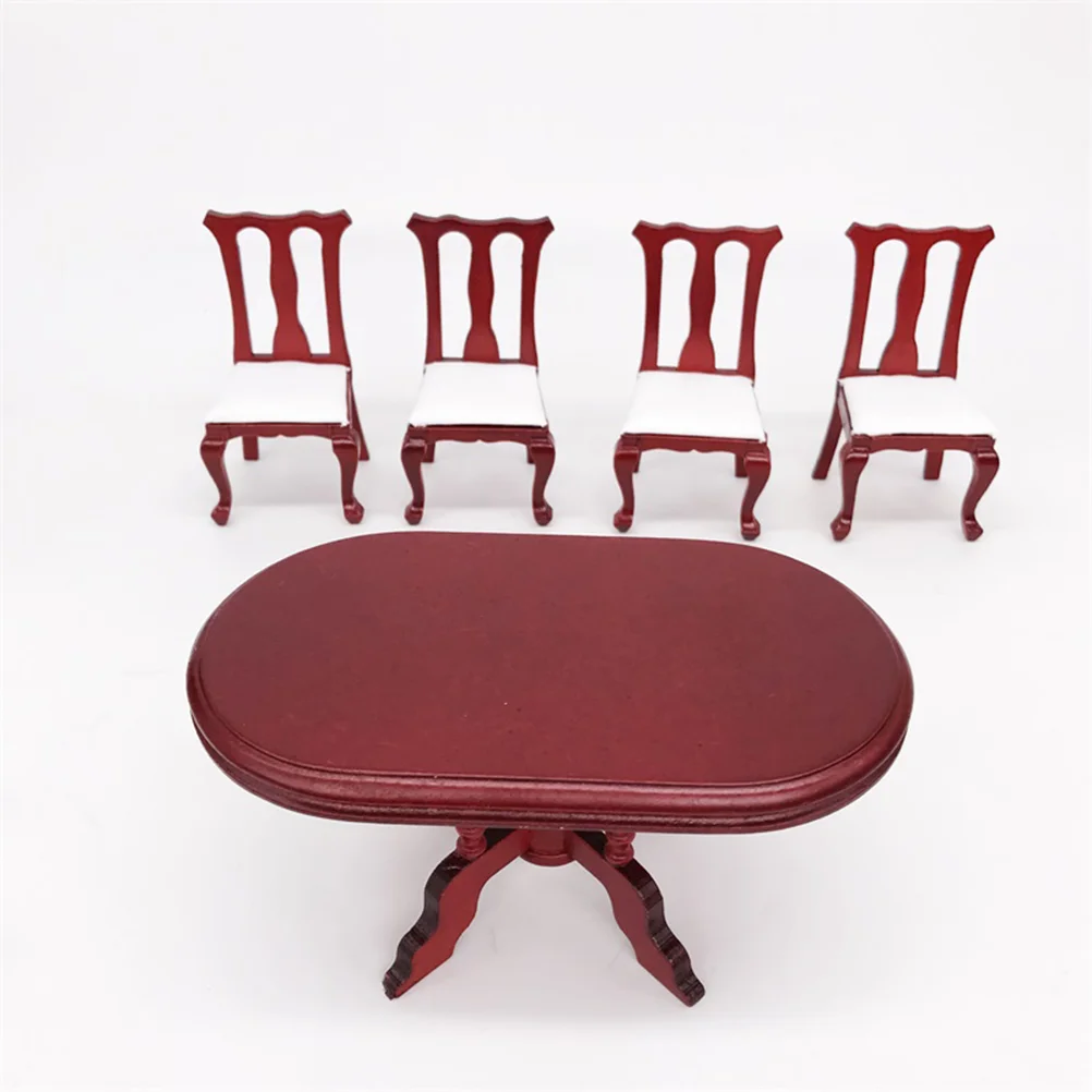 Minimuebles de casa en miniatura, mesa de comedor y silla de madera, Decoración de cocina, adorno, 1:12, 1 Juego