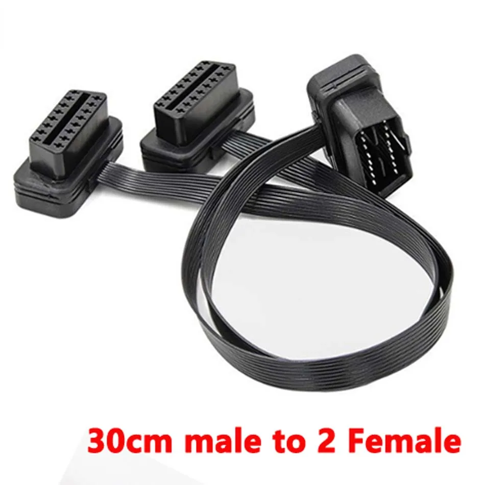 0.6M OBD2 Red Male to Female 8C Elbow Flat Wire 30CM OBD2 16PIN Noodle Cable 60cm OBD Adapter with Switch for Car Scanner Extend