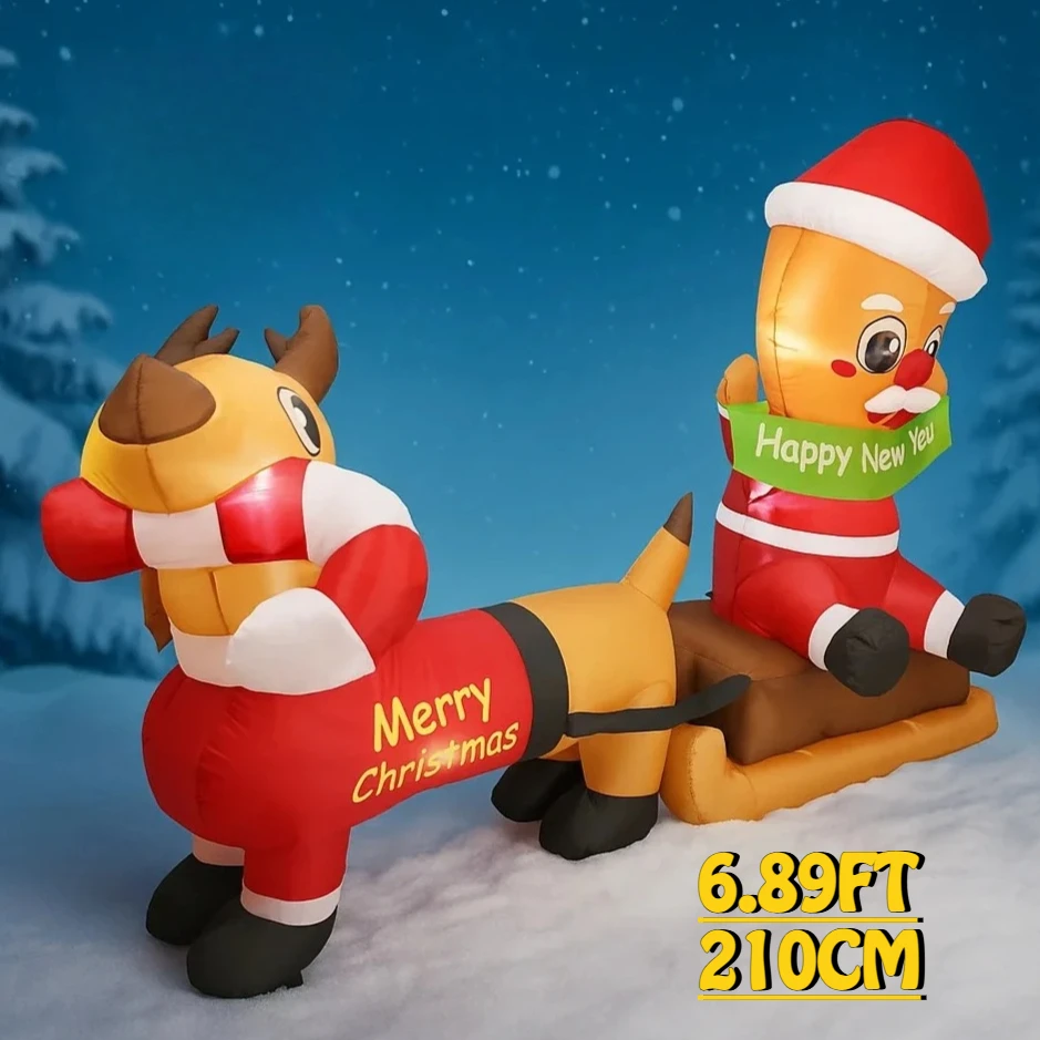

6,89 фута надувная игрушка Санта-олень сани рождественские украшения для двора рождественские принадлежности украшения дома украшения праздничные подарки