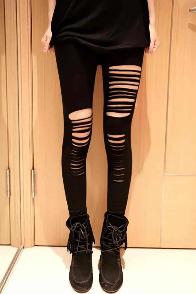 Merry See Laser Cut Leggings Black