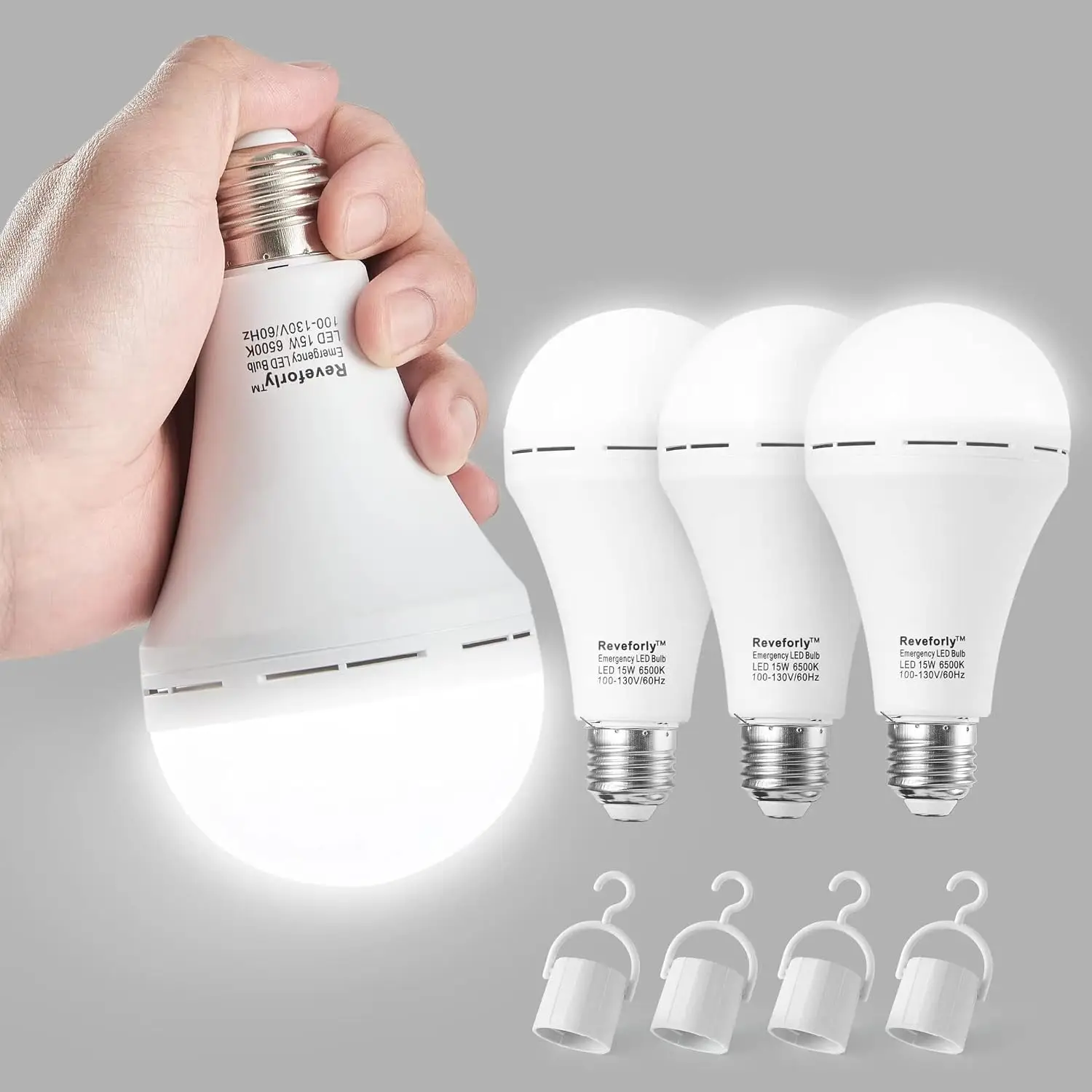 Rechargeable Emergency Light Bulb for Power Outage, Battery Backup LED Bulb for Home Power Failure, Hurricane, Thunderstorm, 1500mAh  80W Equivalent, 6000K Daylight White