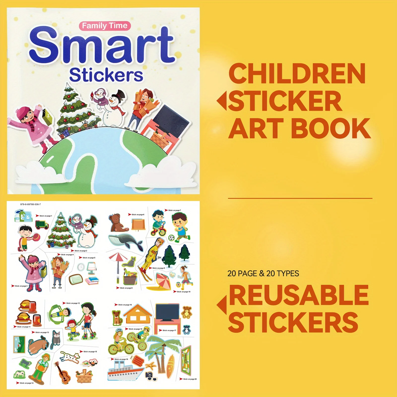 Smart Stickers, Family Time Activity Book for Kids with Removable Stickers, Holiday Scenes, Snowmen, Gifts