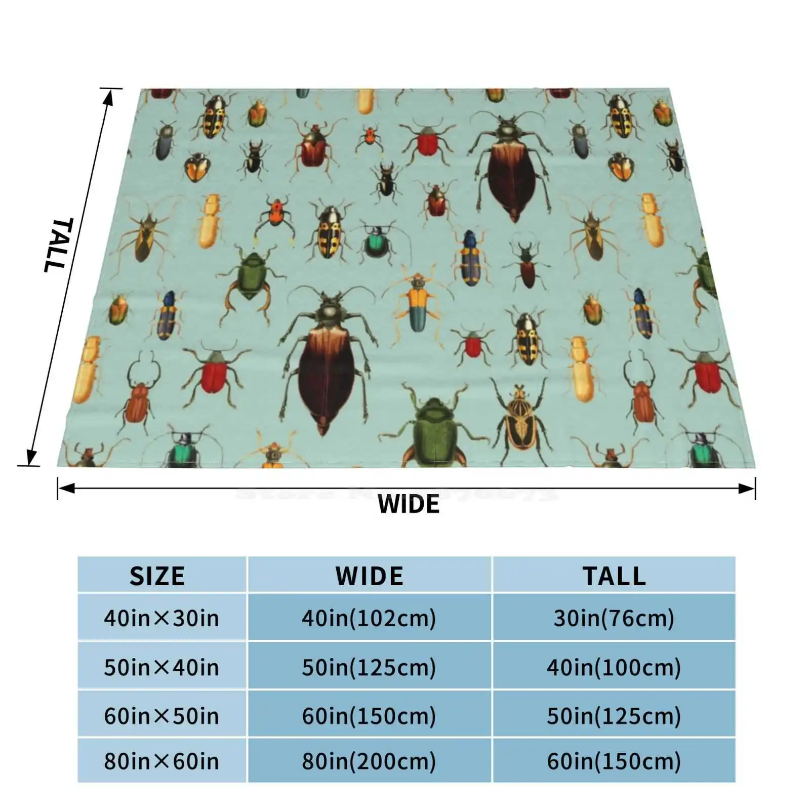 Antique Pattern-Beetles And Bugs Fashion Soft Warm Flannel Blanket Insects Moths Butterflies Butterfly Hawkmoth Stag Beetle