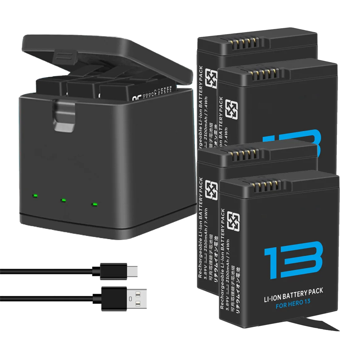 Dual Battery Charger/ Rechargeable Battery for Gopro 13 Gopro Hero 13 Action Camera Accessories