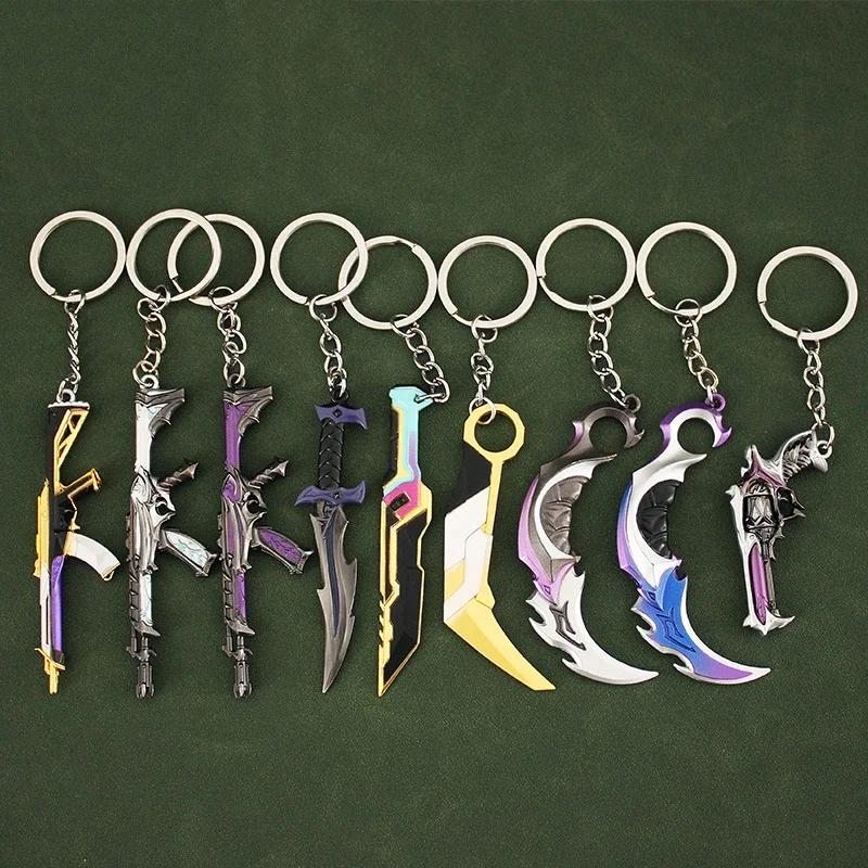 

Valorant Knife Weapon Keychain Reaver Karambit Prime Vandal 9cm Samurai Sword Pocketknife Arant Gun Model Gifts Toys for Boys
