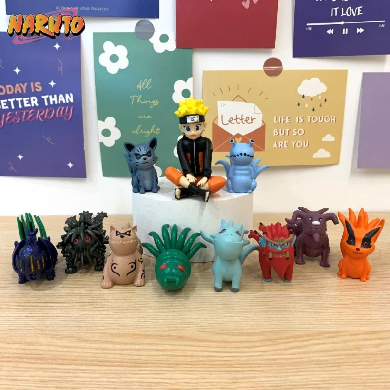 

11pcs/set Naruto Anime Cartoon Figures Q Version Cute Uzumaki Naruto Bijuu PVC Toys Doll Children Christmas Birthday Gifts