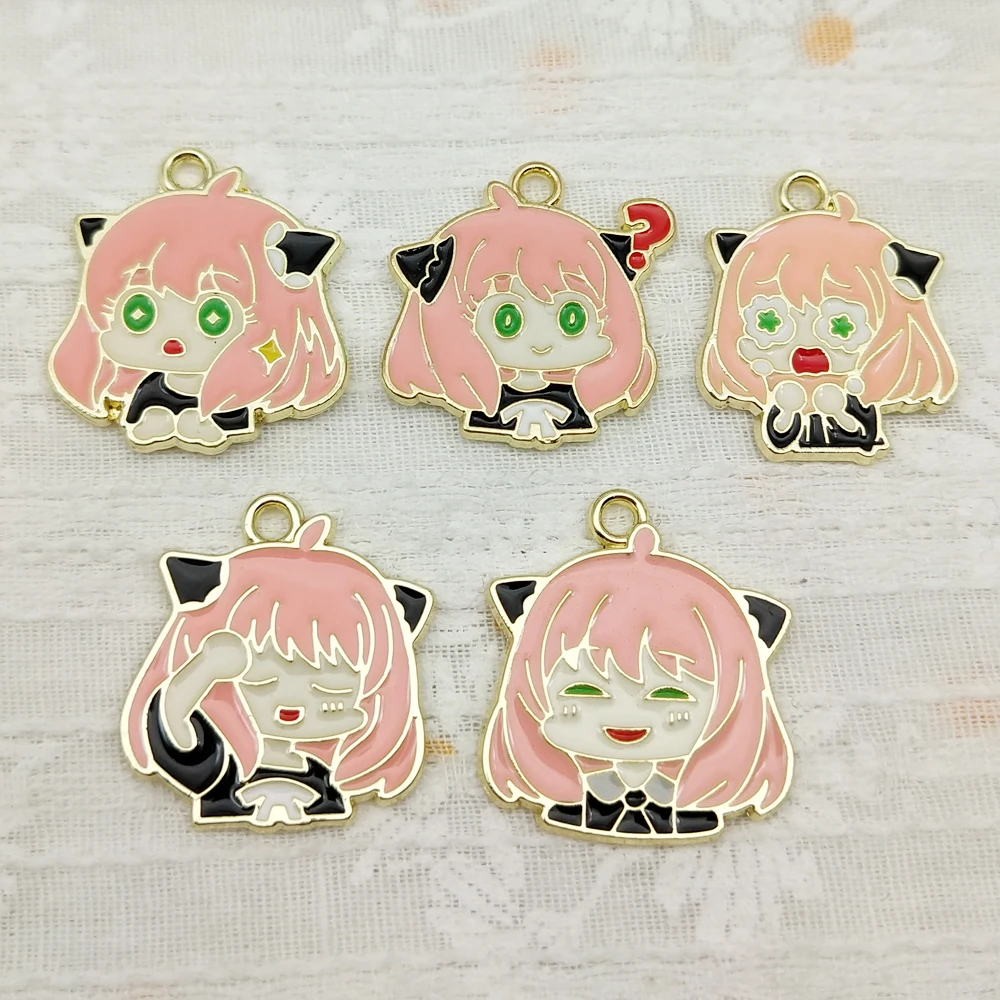 10pcs Anime Cartoon Charm for Jewelry Making Enamel Necklace Phone Keychain Pendant Diy Accessories Alloy Metal Gold Plated