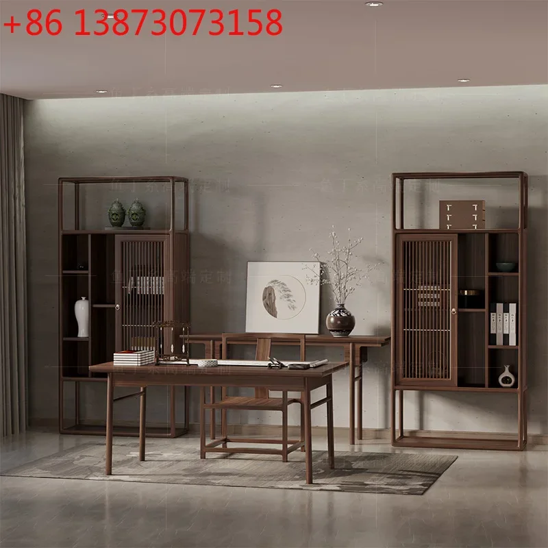 

New Chinese-style desk Zen North American black walnut Ming-style all-solid wood writing desk Antique office painting case c