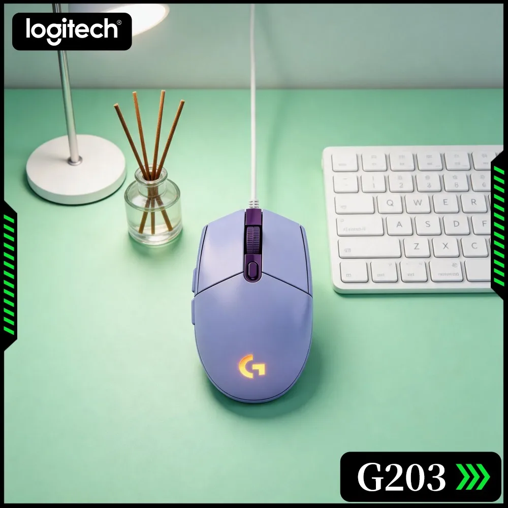 Logitech G203 Wired Gaming Mouse Abundant RGB Options Responsive Keys Palm Grip USB Desktop Notebook