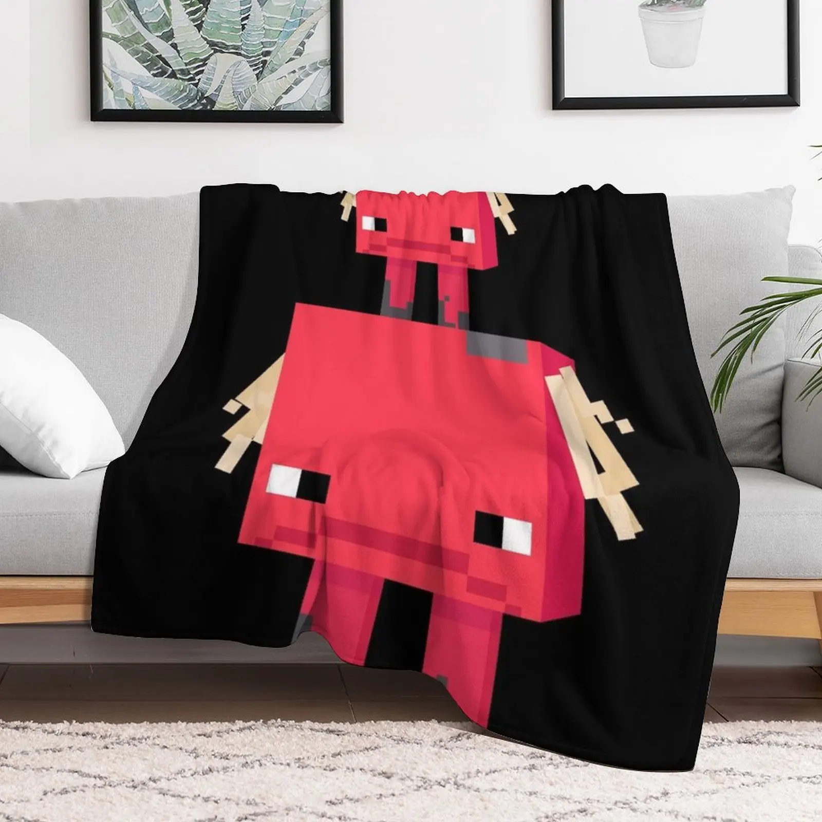 Minecraft Strider With Baby!! Throw Blanket Single Thermal Blankets