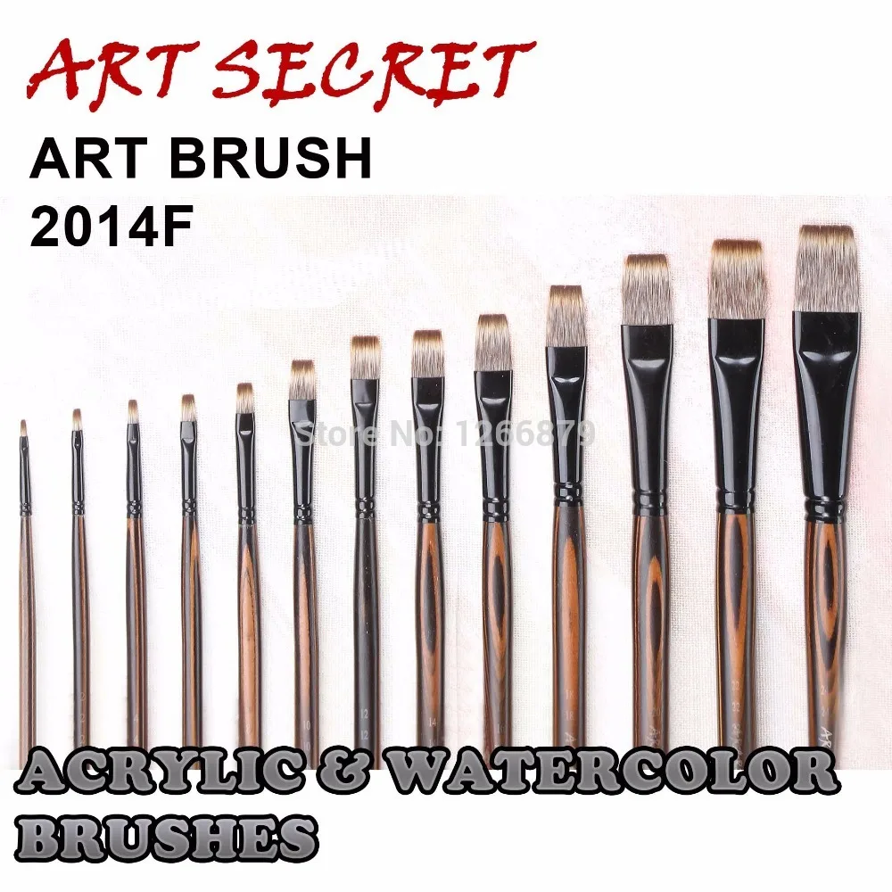 

ArtSecret High Grade 2014R 2014F Watercolor Painting Brush Korea Taklon Hair Black Brass Ferrule Wooden Handle Drawing Art Tools