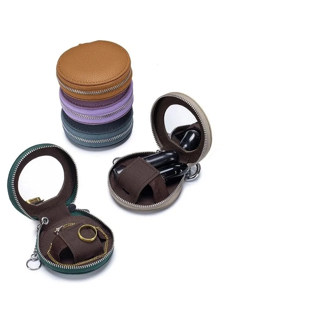 Change Bag Cute PU Leather Coin Purse Zipper Coin Bag Round Wallet Small Keychain Earphone Bag Outdoor