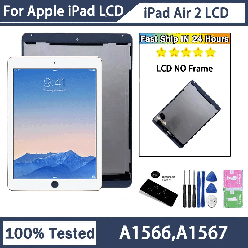 Pop 9.7“inch New LCD For Apple Ipad Air 2 LCD A1566, A1567 Display Touch Screen Digitizer For IPad Air2 Display Replacement