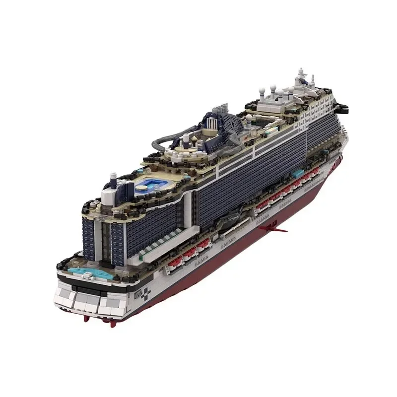 MOC- 116714   Modelo de bloco de construção de porta-navio gigante Ocean Cargo • 6270 peças de blocos de construção de aniversário infantil, presentes de brinquedo